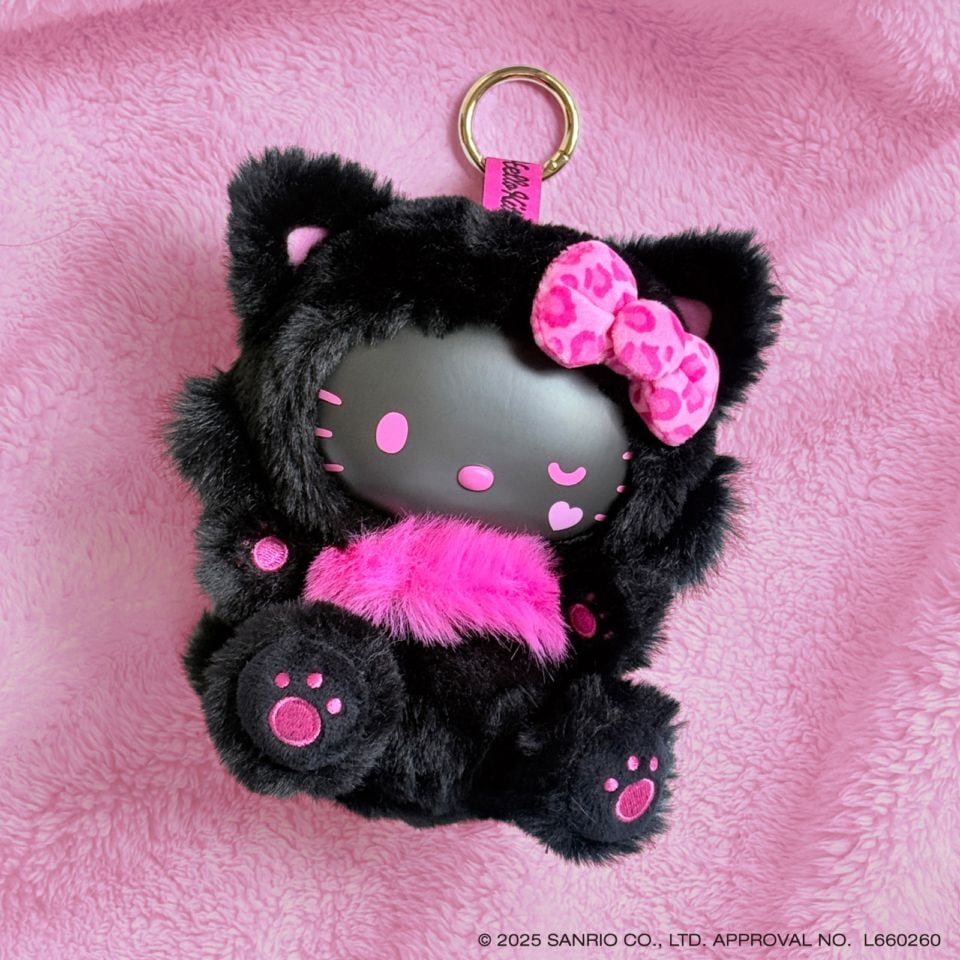 Hello kitty 搪膠臉毛絨掛件