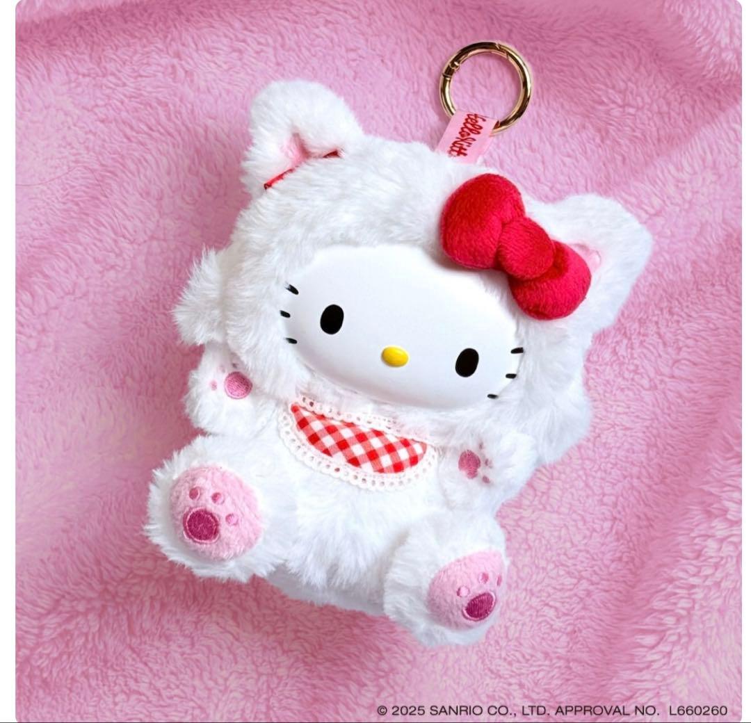Hello kitty 搪膠臉毛絨掛件