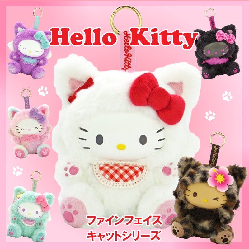 Hello kitty 搪膠臉毛絨掛件