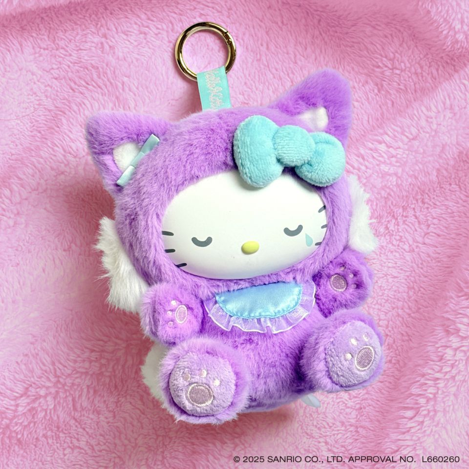 Hello kitty 搪膠臉毛絨掛件