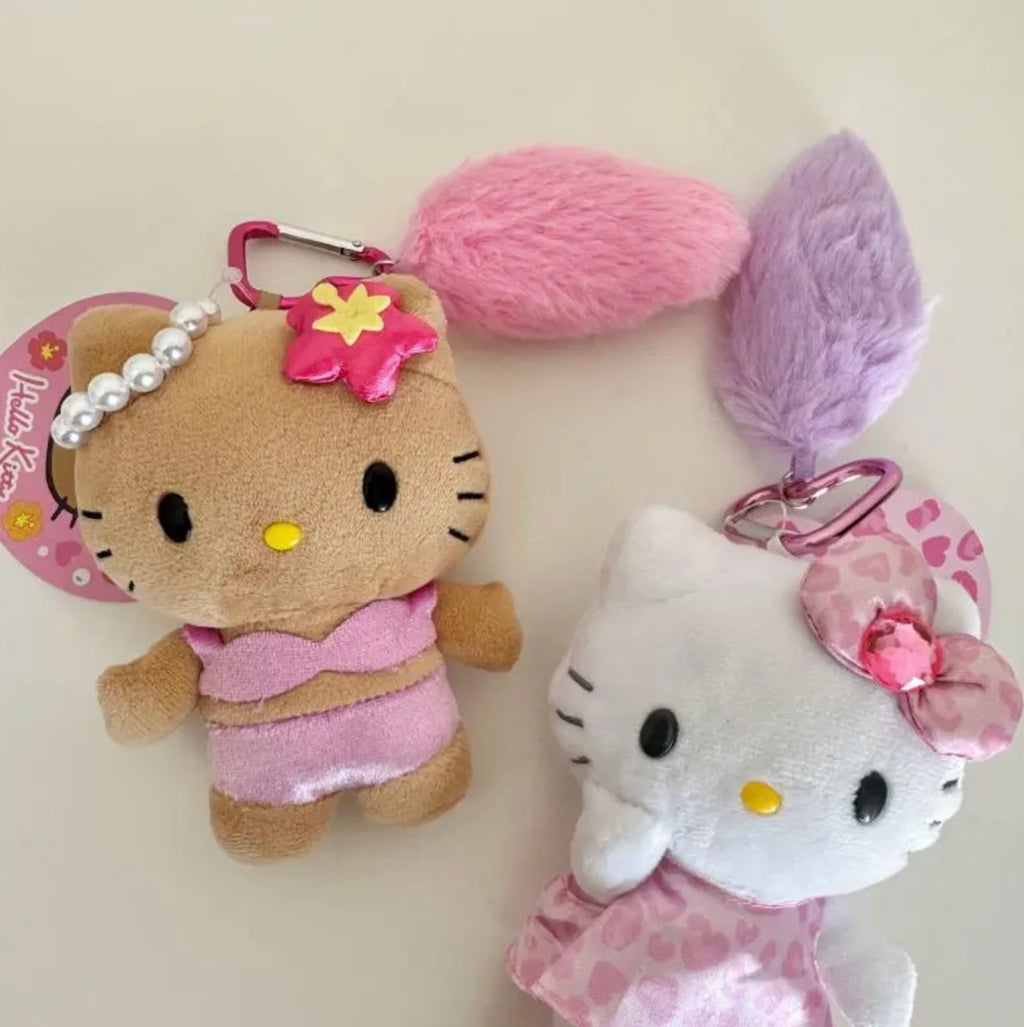 日本限定 豹紋斑馬紋連毛毛kitty掛件
