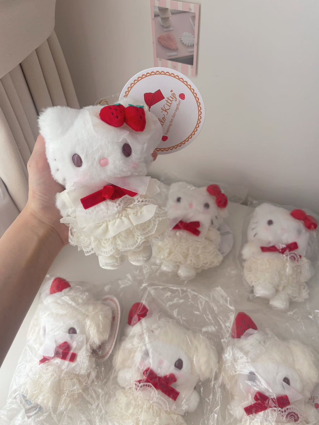 Sanrio草莓蛋糕 hello kitty/ melody掛件